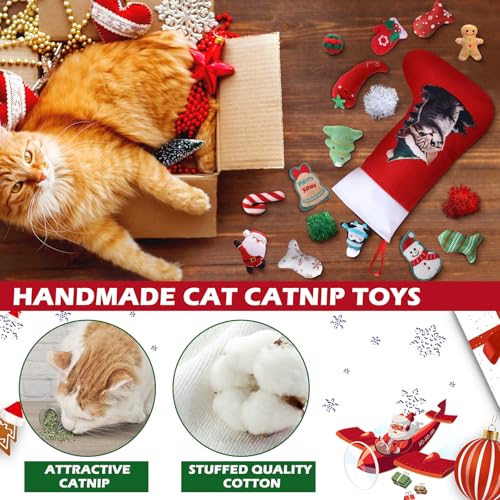 Juguetes de Navidad para gatos con caña interactiva de plumas y juguetes masticables 4