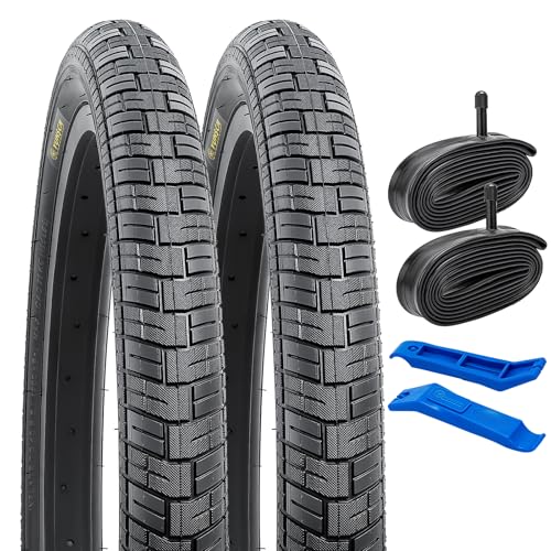 YunSCM 2本セット,20 2.25 タイヤ,20x2.25 58-406 自転車タイヤ + 20x2.125/2.40 チューブ米式バルブ32mm+タイヤレバー,適用 20インチ 2.25 子供用自転車、マウンテンバイク,Y-1225