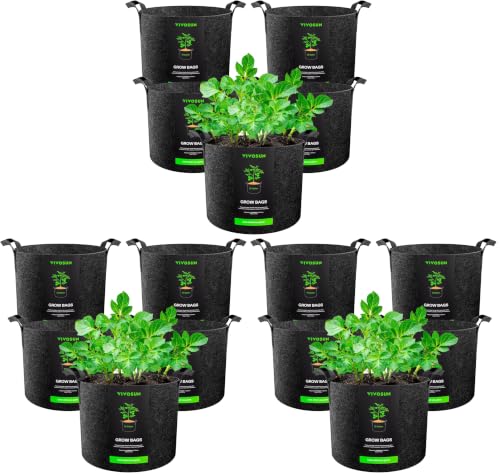 Image of VIVOSUN 15-Pack 10 Gallon Plant Grow Bags, Heavy Duty Thickened Nonwoven Fabric Pots with Handles