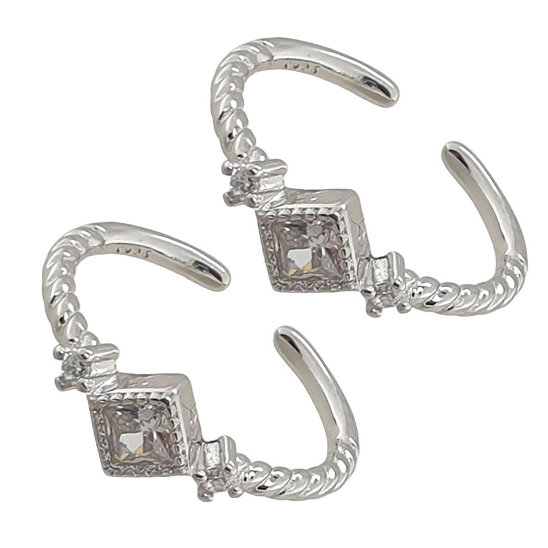 925 Sterling Silver Designer Toe Rings for Women | Adjustable Open Band Zircon Design | Daily Wear Fancy Bichiya Pair-image-25