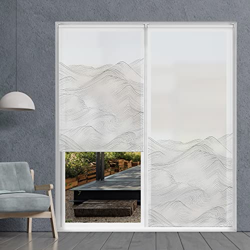 VIEWTEX | Estor Enrollable Traslúcido Estampado Waves Blanco 90 X 250cm |Estores para Puertas y Ventanas | Fabricado en España | Garantia 5 años