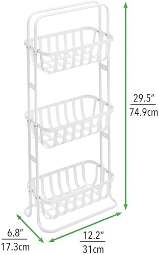 Miniatura 6 de mDesign Soporte vertical de baño de 3 niveles, organizador de almacenamiento de exhibición de metal, estante de torre con 3 cestas para sostener y