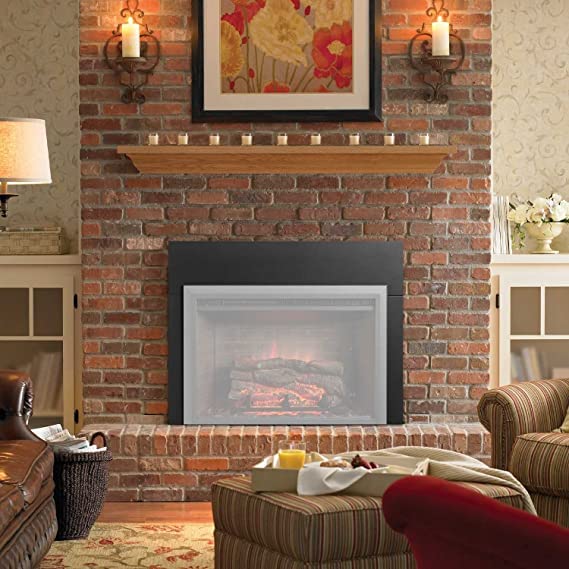 SimpliFire Electric Fireplace Insert, 32-Inch with Small Surround, Textured Logs, Remote Control, 1500W Heater (GI-32-ZC-IS-36-GI32)