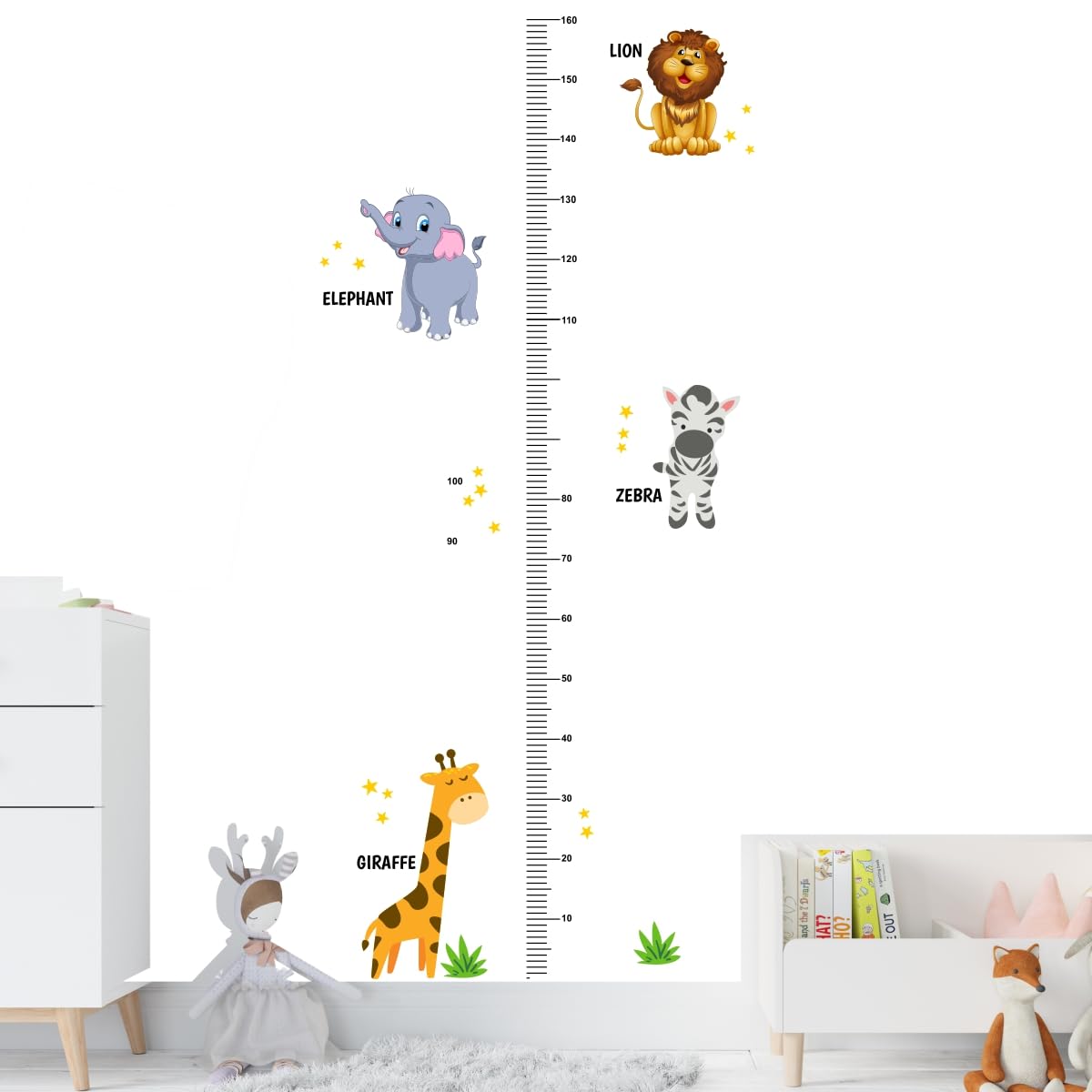 Decal O Decal Vinyl 'Growth Chart with Wild Animals' Wall Stickers (Multicolor)