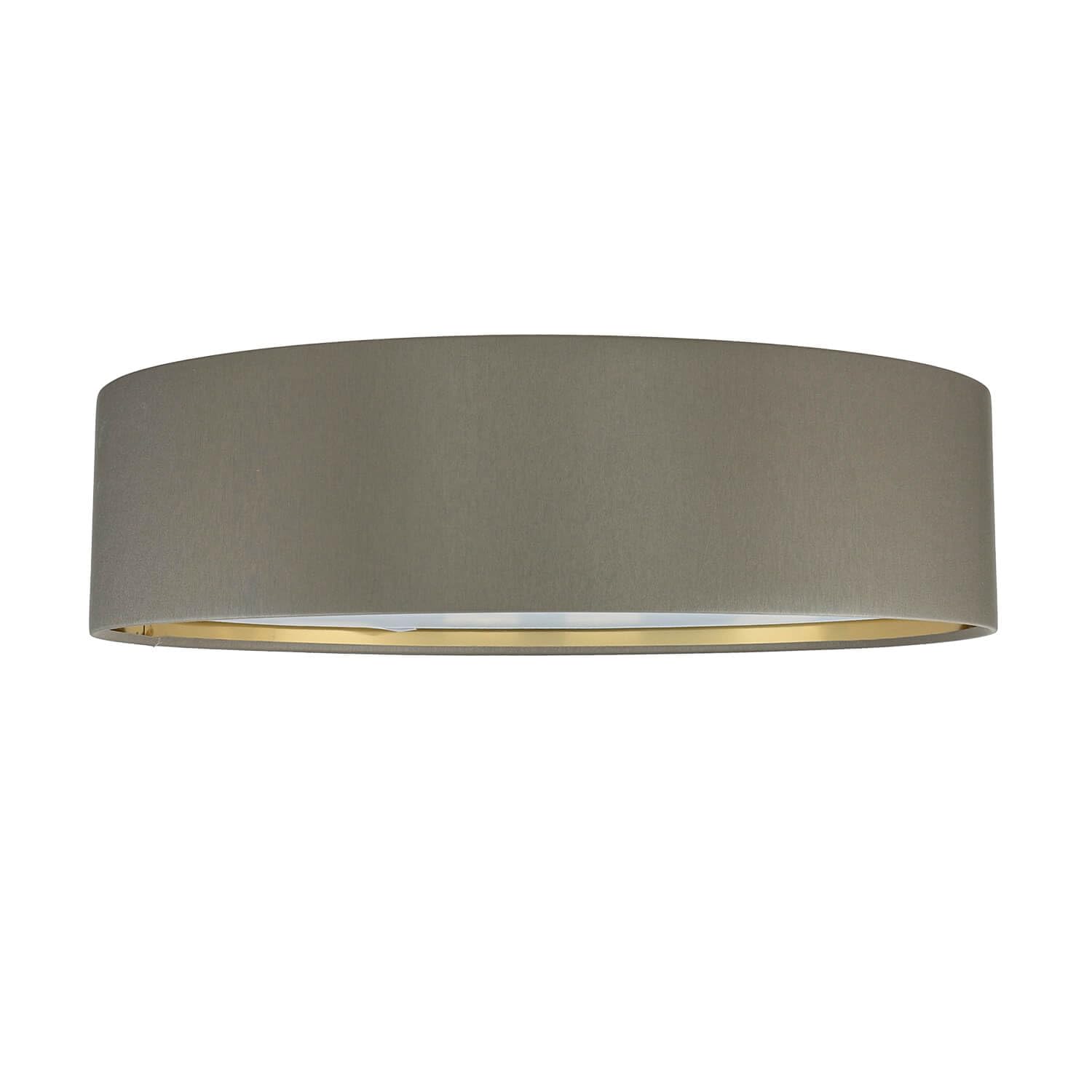 Licht-Erlebnisse Deckenlampe flach Ø 60 cm blendarm in Beige Gold Stoffschirm für 4x E27 Deckenleuchte Schlafzimmer Wohnzimmer