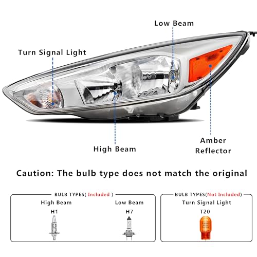2015–2018 Ford Focus Headlights | OEM Halogen Replacement with Bulbs - Image 3
