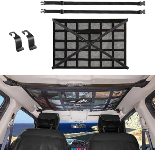 Rete Portaoggetti Da Soffitto Auto YOFADCI - 90x65 Cm Con Cerniera, Per SUV E Furgoni - Organizza Bagagli Interni - Foto 8
