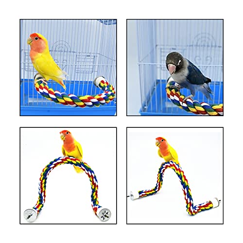 YESHLiky Bird Perch Rope Colorful Bird Spiral Rope Practical Parrot Toy Parrot Climbing Rope Cotton Rope Swing Bird Ladder Bridge for Large Medium Small Parrots (24 Inch)