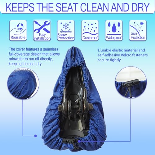 Image of Waterproof Bicycle Seat Covers Dustproof Rainproof UV-Resistant and Windproof Easy to Install and Clean Reusable Suitable for Men's and Women's Mountain Bike and Narrow Seats(2pcs Blue)