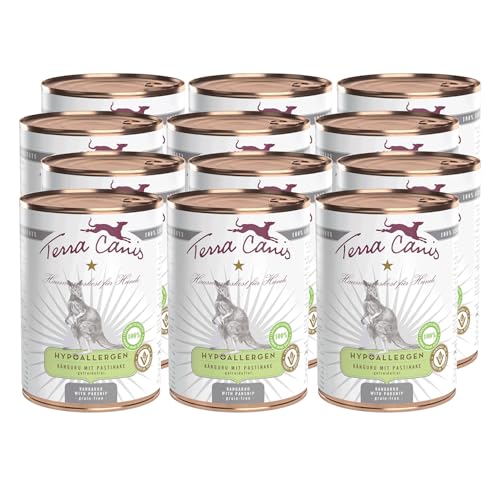 Terra Canis Känguru mit Pastinake - Hypoallergen Nassfutter, 12x400g I Premium Hundefutter in 100% Lebensmittelqualität Aller Rohstoffe I Allergenarm, Getreide & glutenfrei