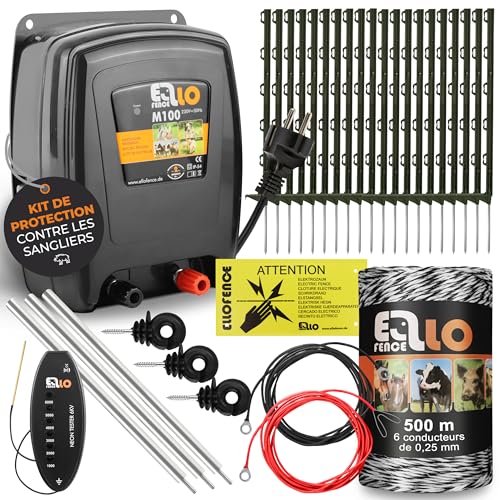 Kit de protection contre les sangliers Ellofence avec appareil puissant avec mise à la terre