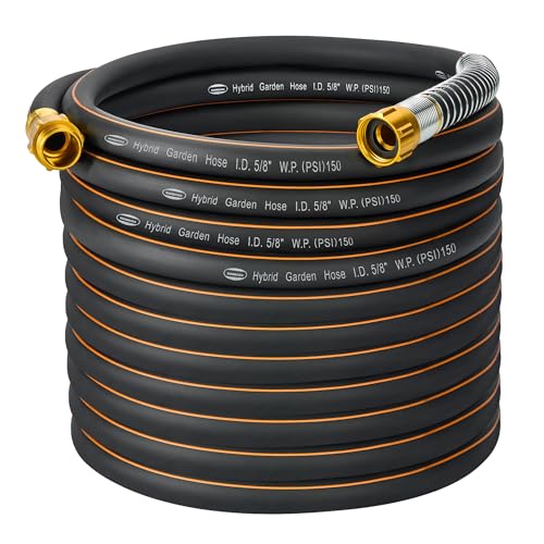 VUNDARA 5/8 in. × 75 ft. High Flow Heavy Duty Garden Hose Flexible Hybrid Rubber Water Hose, No...
