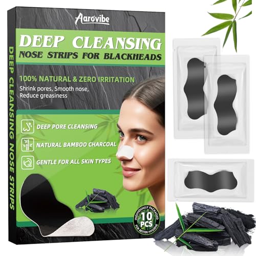 Aarovibe Patch Point Noir, 10 Patchs Individuellement Emballés au Charbon – Nettoyage en Profondeur des Points Noirs, Emballage Hygiénique à Usage Unique, Convient...