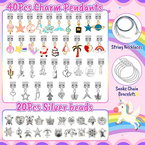 AMAZING TIME 130 Pcs Charm Bracelet Making Kit, Jewelry Toy for Girl Age 8-12 Beads Craft Set for 5 6 7 8 9 10 11 12 Year Old Teenage Birthday Gift - Image 3
