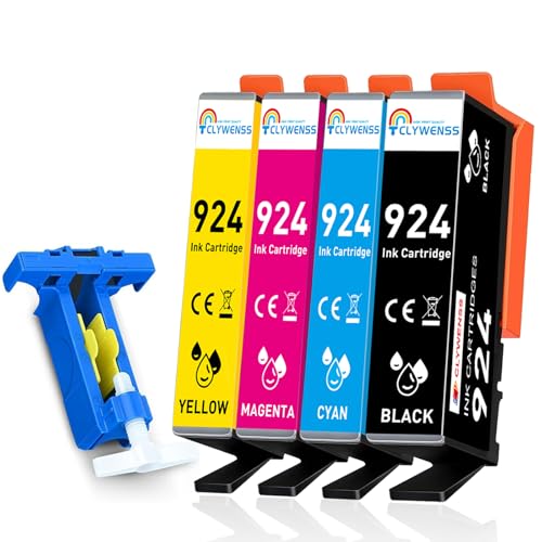Clywenss 924 Ink Cartridges Compatible with HP 924 for OfficeJet Pro 8122e 8120e 8120 8132e 8124e 8125e 8130e 8134e 8135e 8138e 8139e 8122 8123 8125 8128 8130 8132 8133 8134 8135 Printer 4-Pack