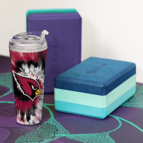 Image of Rico Industries NFL Football Glitter 24oz Acrylic Glitter Tumbler with Hinged Lid, Officially Licensed Double Wall Tumbler with Straw