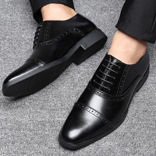 Men's Lace-up Brogue Leather Oxford Dress Shoes Pointed Toe Wingtip Non-Slip Casual Shoes for Business Formal Weddings Prom Party3