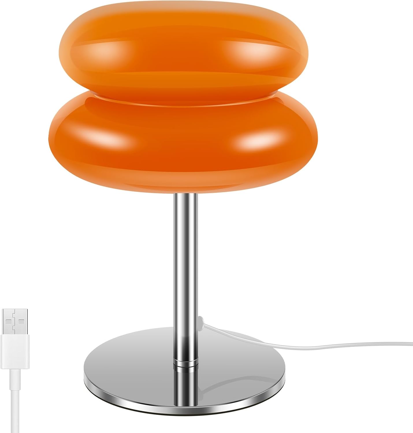 Glass Table Lamp Modern Egg Tart Lamp Retro Cute Desk Lamp with 3 Color Dimmable Modes Funky Bedside Table Lamp for Bedroom Living Room Nightstand (Orange)