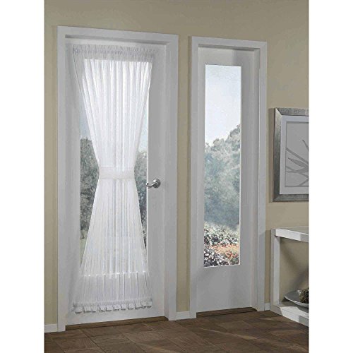 Rose Home Fashion Voile French Door Curtains/Panel 40W by 72L Inches-Voile White