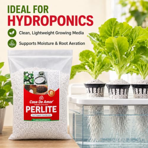 Image of Casa De Amor Perlite for Hydroponics & Horticulture, 5 kg | Terrace Gardening Soil Conditioner, Healthy Root Growth, Retains Moisture, Allows Aeration