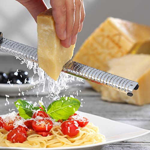 Image of Microplane Premium Classic Series Zester /Grater with USA-Made Blade, Eggplant Purple Handle - Ideal for Cheese, Citrus, & Chocolate