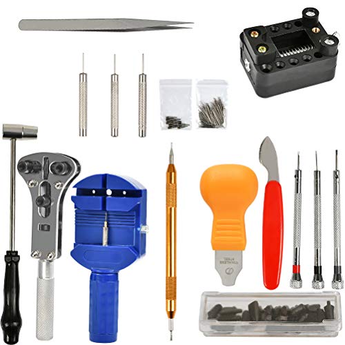 JAOMON Watchmaker Tools 147 Juego de Herramientas de Reparación de Relojero Profesional Batería de Repuesto Quitar Correa de Reloj Cambiar la Longitud de la Correa Kit de Casete Profesional