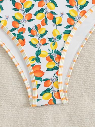 Image of Fanuerg Women's Triangle Bikini Sets O Ring Linked Two Piece Swimsuits Floral Printed Cheeky Bathing Suit