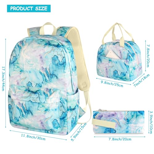Fiuned Mochila escolar para adolescentes e crianças, conjunto de mochila com lancheira, estojo para