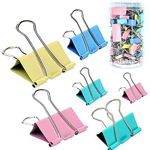 150 Pcs Colored Binder Clips Assorted Sizes with a Box, Jumbo, Large, Medium, Small, Mini, Micro,6 Sizes for Office, School and Home Cover
