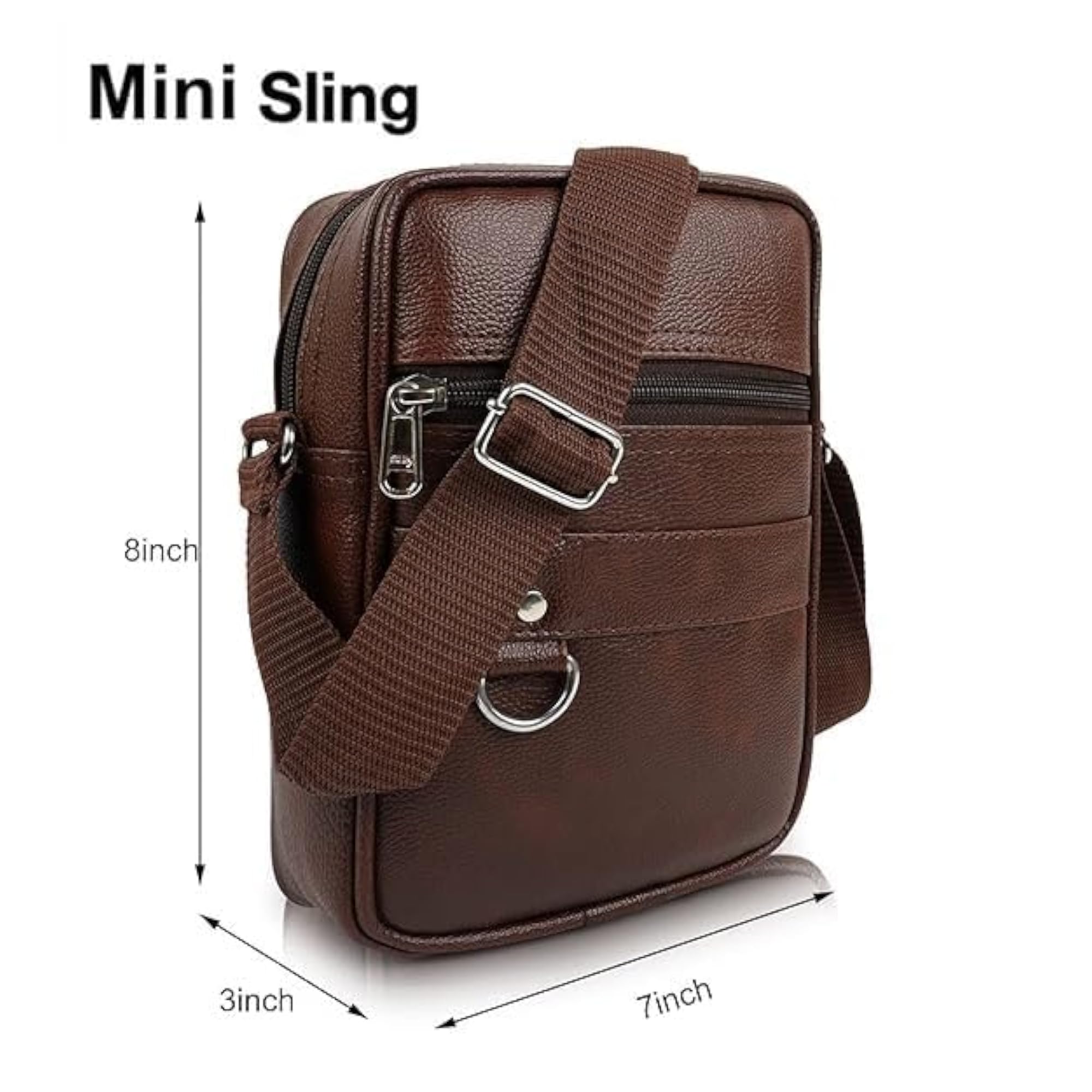 Men's Compact Crossbody Sling Bag, PU Leather Organizer