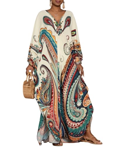 Image of Bsubseach Moo Moos for Women Batwing Sleeve Kaftan Dresses with Pockets