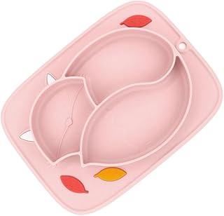 ibasenice 1Pc Tigela De Sucção Crianças Pratos De Jantar Placas De Silicone Do Bebê Placa De Comida Para Bebê Ventosa Placas Para Bebês Bebê Foxy Prato De Jantar Do Bebê Bandeja De Jantar