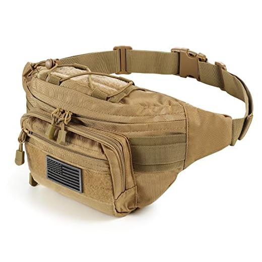 SOWHUP Sac Banane Tactique Militaire avec écusson américain pour la pêche en Plein air et la randonnée, S