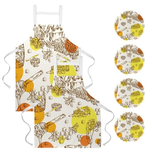Tablier de serveuse avec 4 broches abeille, protection idéale pour la pâtisserie