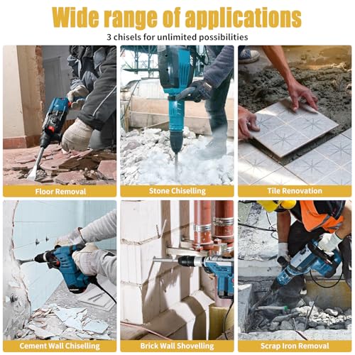 FAOKZE Meißel Set [3 tlg]. Flachmeißel SDS Plus 280 x 100 mm | 250 x 40 mm | 14 x 250mm, SDS Plus Meißel Breit breitmeißel für Fliesen, Beton, Naturstein, Mauerwerk usw