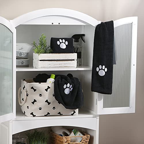 Image of Bone Dry Pet Grooming Towel Collection Embroidered Absorbent Microfiber Drying Set, 15x30, Black, 3 Count