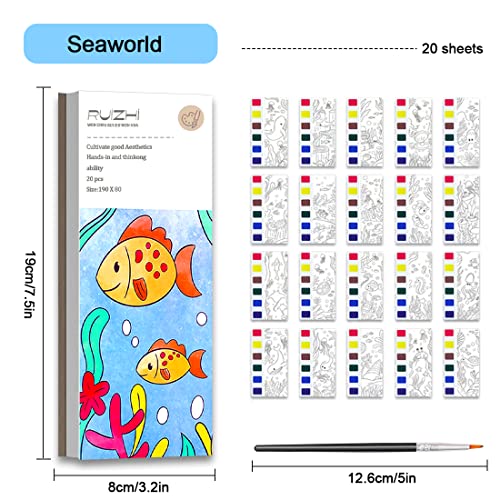 Baoxue Watercolor Coloring Books For Kids Ages 4-8,Pocket Watercolor Painting Book For Toddlers,Mini Water Coloring Art Kit,Small Travel Watercolor Coloring Set,Birthday Gift For Girls Boys #TOP6