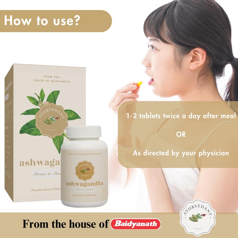 Baidyanath Asli Ayurved Jhansi Ayurvedant Ashwagandha 60 tablets for Control Stress, Improves Vitality and Muscle Strength 3