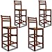Deuba 4X Tabouret Haut en Bois d'acacia Bar 40 x 35,5 x 110 cm Dossier Repose-Pieds