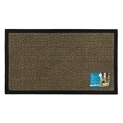 JVL Firth Tile Rubber Backed Doormat, 40x70cm, Brown