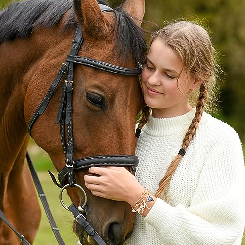 Anoup Horse Gifts for Girls - Horse Bracelets, 14K White/Rose Gold Plated Stainless Steel Bracelets | CZ Heart Horseshoe Initial Pearl | Horse Stuff | Birthday Day Gifts for Horse Lovers4