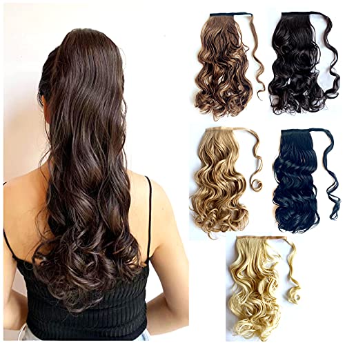 Curly Wave Ponytail Hair Extension For Women Synthetic Hair, Drawstring Hairpiece Wrap Aound Long Wave Ponytail Hair Pieces For Girls (4#)
