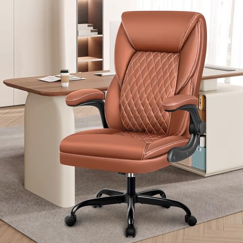 Bestera Executive Office Chair, Big And Tall Leather Ergonomic Office Chair, High Back Home Office Desk Chairs With Flip-Up Arms thumb #5