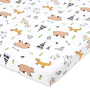 Cuddly Cubs Graco Pack n Play Fitted Sheet – Woodland Playard Sheet – Snuggly Soft Jersey Cotton Mini Crib Sheet for Boy…