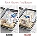 PACKISM Clear Makeup Bag 3 Pack Medium - Foldable TSA Approved Toiletry Bag Quart Size for Travel Bottles, Water Resistant Multipurpose Car Storage Organizer with Reinforced Seams, Beige