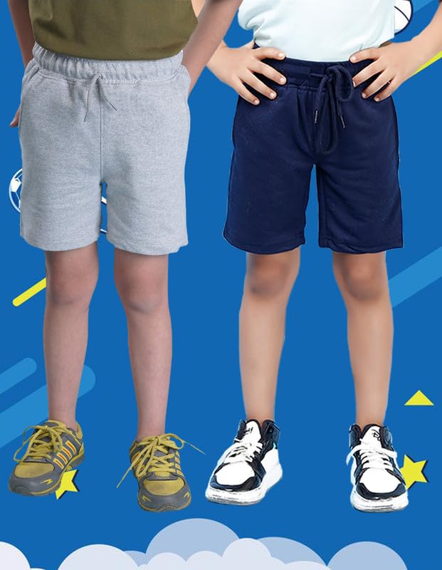 Image of Nusyl Solid & Printed Cotton Blend Shorts for Boys | Comfortable Casual Shorts | Soft Breathable Fabric with Elastic Waistband | Relaxed Fit | 2-16 Years | Multiple Colors