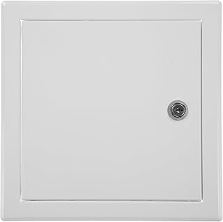 6" x 6" Inch Lockable Galvanized Steel Access Panel Door with Key Set - White Polymer Coating - Indoor/Outdoor Use - Opening Flap Cover Plate - Box Door Lock - Inspection Hatch