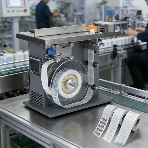 Máquina etiquetadora de ángulo recto con pantalla táctil PLC, alta compatibilidad, rango de etiquetado de 2,5 a 3 cm, mejora la eficiencia para sellos de esquina y etiquetas antifalsificación