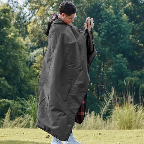 DUKUSEEK Stadium Blanket Waterproof Windproof, Outdoor Hooded Blankets for Camping, Sporting Events, Picnic and Car - Insulated Foldable Blanket and Throws by DUKUSEEK - Image 6