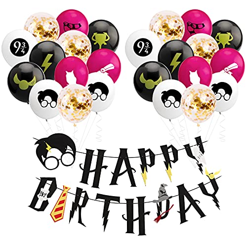 Juego de 31 pancartas de fieltro para fiestas de cumpleaños con diseño de mago mágico Cover
